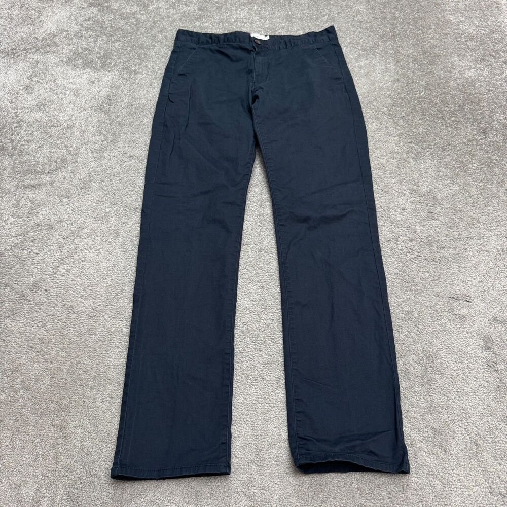 Farah Straight Leg Chino Pants Mens 32x32 Navy Blue Flat Front Cotton Classic